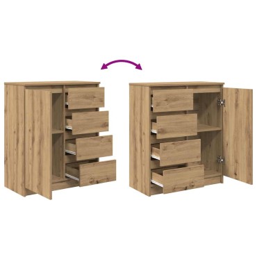 vidaXL Συρταριέρα με Συρτάρια Τεχνίτης Δρυς 71x35x84cm Επεξ. Ξύλο 1 τεμ.