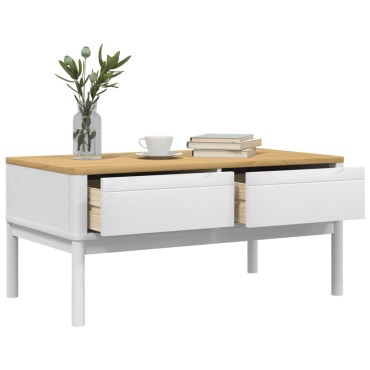 vidaXL Τραπεζάκι Σαλονιού FLORO Λευκό 99x55,5x45cm Μασίφ Πεύκο 1 τεμ.
