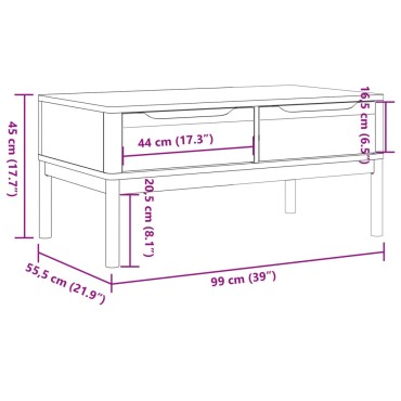 vidaXL Τραπεζάκι Σαλονιού FLORO Λευκό 99x55,5x45cm Μασίφ Πεύκο 1 τεμ.