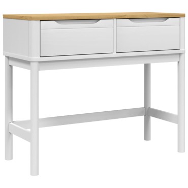 vidaXL Τραπέζι Κονσόλα FLORO Λευκό 89,5x36,5x73cm Μασίφ Ξύλο Πεύκου 1 τεμ.