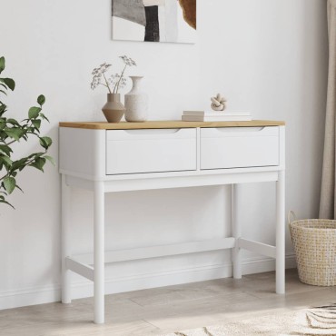 vidaXL Τραπέζι Κονσόλα FLORO Λευκό 89,5x36,5x73cm Μασίφ Ξύλο Πεύκου 1 τεμ.