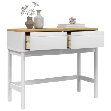 vidaXL Τραπέζι Κονσόλα FLORO Λευκό 89,5x36,5x73cm Μασίφ Ξύλο Πεύκου 1 τεμ.