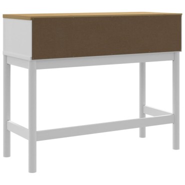 vidaXL Τραπέζι Κονσόλα FLORO Λευκό 89,5x36,5x73cm Μασίφ Ξύλο Πεύκου 1 τεμ.