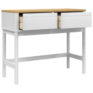vidaXL Τραπέζι Κονσόλα FLORO Λευκό 89,5x36,5x73cm Μασίφ Ξύλο Πεύκου 1 τεμ.