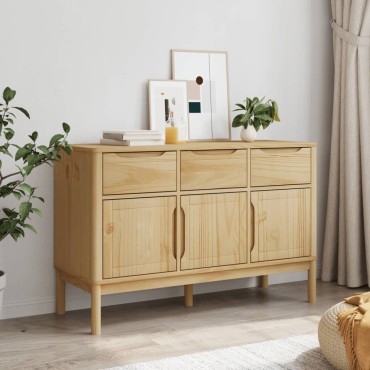 vidaXL Ντουλάπι FLORO Καφέ 114x43x74cm από Μασίφ Ξύλο Πεύκου 1 τεμ.