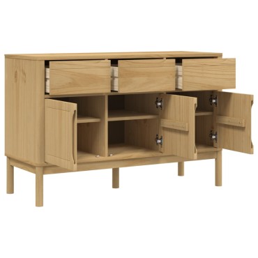 vidaXL Ντουλάπι FLORO Καφέ 114x43x74cm από Μασίφ Ξύλο Πεύκου 1 τεμ.