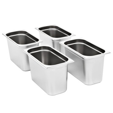 vidaXL Λεκάνες Gastronorm 4 τεμ. GN 1/3 200 χιλ. από Ανοξείδωτο Ατσάλι