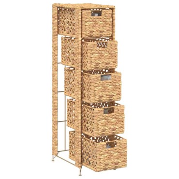 vidaXL Συρταριέρα με 5 Καλάθια 25,5x37x100cm από Υάκινθο του Νερού 1 τεμ.