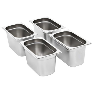 vidaXL Λεκάνες Gastronorm 4 τεμ. GN 1/4 150 χιλ. από Ανοξείδωτο Ατσάλι