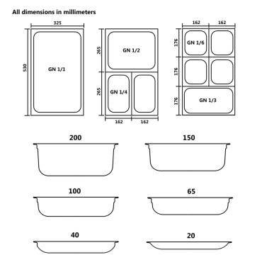vidaXL Λεκάνες Gastronorm 8 τεμ. GN 1/4 65 χιλ. από Ανοξείδωτο Ατσάλι