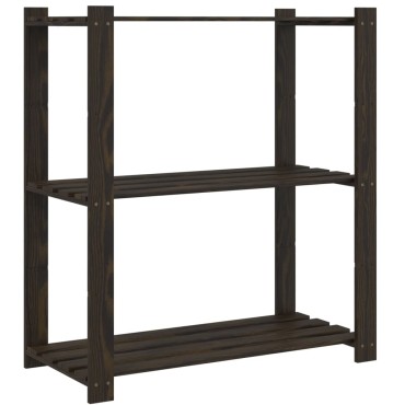 vidaXL Ραφιέρα με 3 Ράφια Μαύρο 80x38x90cm Μασίφ Ξύλο Πεύκου 1 τεμ.